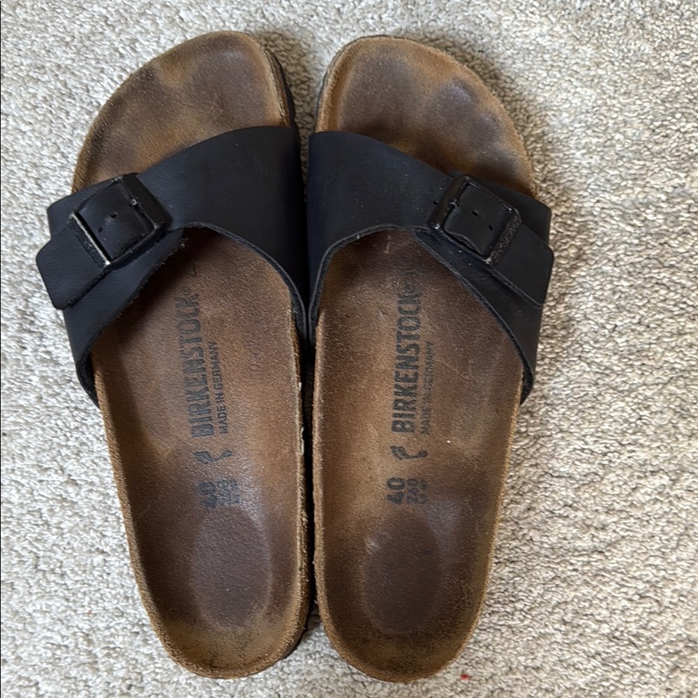 Birkenstock black Leather Slip-On Sandals